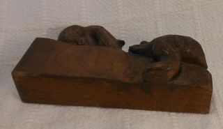 Great Carved Walnut Black Forest Figure Of 2 Playful Bears 3