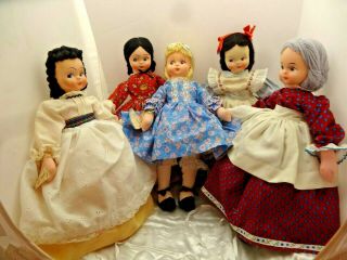Vintage Set Of Little Women Cloth Dolls,  15 " From The Doll House In Vermont