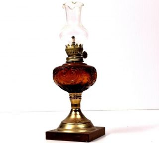 Antique Vintage Oil Lamp 27cm Retro Glass Kerosine Lantern Light Etched,  Wick