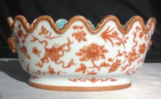19th/ early 20th c Antique Chinese iron red porcelain bowl QIANLONG & CHINA mark 3