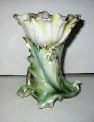 Antique Royal Bayreuth Poppy Hatpin Holder Pearlized Yellow Iridescent Blue Mark