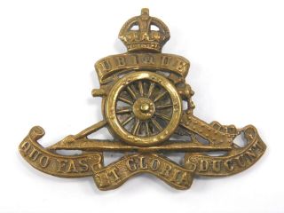 Antique Brass British Military Army Cap Badge Royal Artillery Regiment
