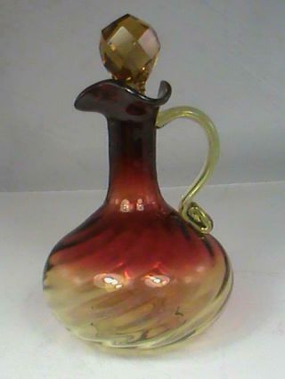 Antique Swirled Amberina Cruet Mt Washington 1800s Art Glass