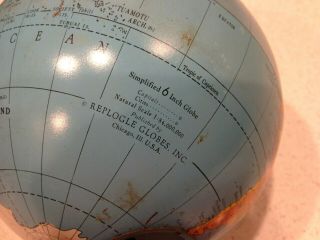 Vintage Metal Replogle 6 inch World Globe Bank w/stand GUC Chicago 4