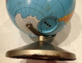 Vintage Metal Replogle 6 inch World Globe Bank w/stand GUC Chicago 5