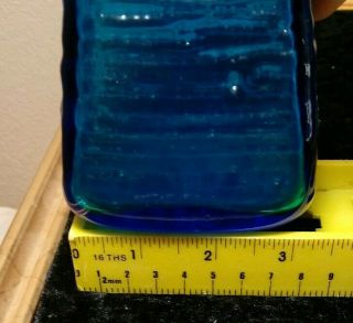 Antique 1960 ' s Blue TURQUOISE Blenko Art Glass Vase 6223 Wayne Husted 6