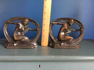 ANTIQUE EARLY 20th CENTURY ART DECO NUDE WOMAN BOOKENDS 4