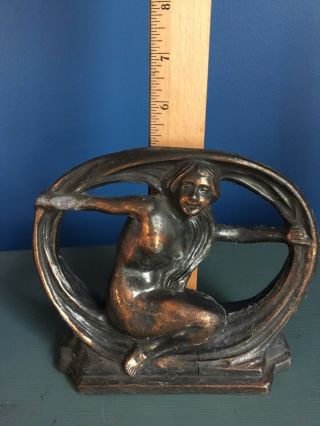 ANTIQUE EARLY 20th CENTURY ART DECO NUDE WOMAN BOOKENDS 5