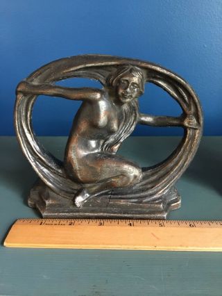 ANTIQUE EARLY 20th CENTURY ART DECO NUDE WOMAN BOOKENDS 6