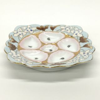 Antique Marx & Gutherz Carlsbad Porcelain Handpainted Oyster Plate Pink Wells 5