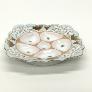 Antique Marx & Gutherz Carlsbad Porcelain Handpainted Oyster Plate Pink Wells 6