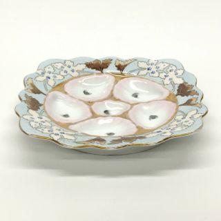 Antique Marx & Gutherz Carlsbad Porcelain Handpainted Oyster Plate Pink Wells 7