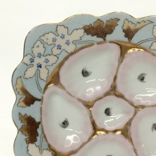 Antique Marx & Gutherz Carlsbad Porcelain Handpainted Oyster Plate Pink Wells 8