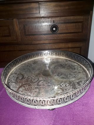 Sheffield Silver Plate On Copper Vintage Gallery Tray 10 "