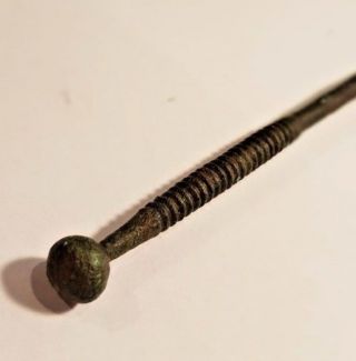 Bronze Aged Ancient Hair Pin Dress Needle / Big Size 24 Cm Decorated
