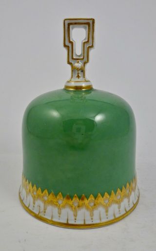 Antique Meissen Porcelain Bell Green & Gold