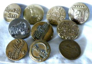 Bb Overall Button Assortment Of 10 Wobble Shanks Old