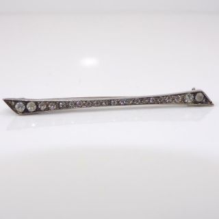 Vintage Antique Art Deco Sterling Silver Paste Stone Linear Bar Pin Brooch Lfc3