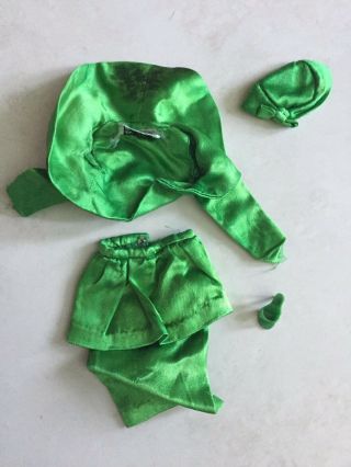 Vintage Barbie Outfit 959 Theater Date Green Satin Skirt Jacket Hat Shoe