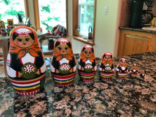 Vintage Maidens Russia/USSR Nesting Dolls,  Set of 7,  In the box 2