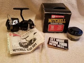 Vtg Garcia Mitchell 300 Spinning Reel Box Manuals Extra Spool Right Hand