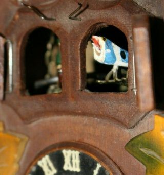 Antique Musical Cuckoo Clock Swiss Made THORENS Man&Bird - Parts / Repairs 3
