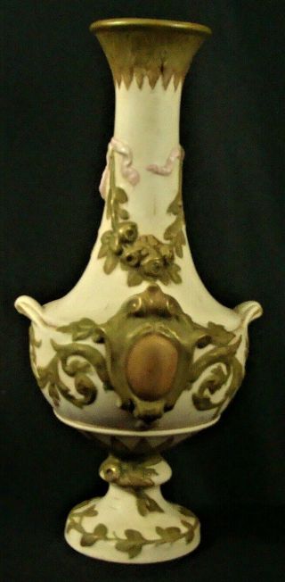 Large Antique Victorian Royal Dux Amphora Earthenware Vase Bohemia 1st Period