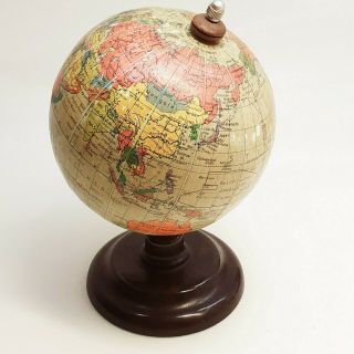 World Globe Political Small 8 " Tall East Germany Bakelite Stand Vintage 1960 
