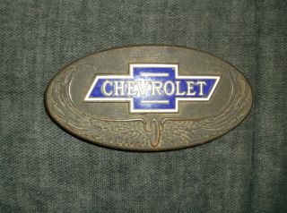 Antique Chevrolet 1928 - 1930 Chevy Radiator Emblem Bow Tie W/bronze Back Plate