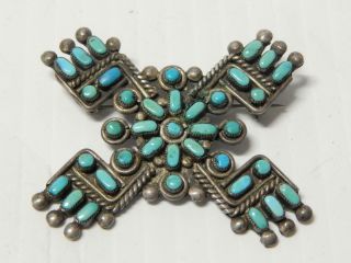Antique Pin / Vintage Navajo / Zuni Indian Turquoise Sterling Silver - Old,