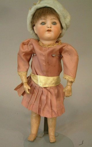 12 " Huebach Antiq Bisque Head Doll Fully Jointed No Damage Stand Wow