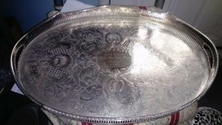 Vintage Silver - Plated Tray,  Golf Trophy,  Very Decorative