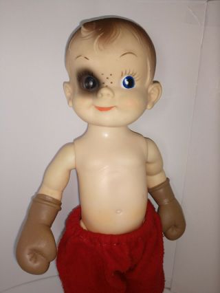Vintage Effanbee " Mickey " Jointed Boy Doll With Black Eye Rubber Toy 1950s 60s
