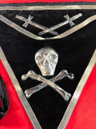 Antique Masonic Knights Templar Apron and Baldric,  Skull and Crossed Bones.  Ames 2
