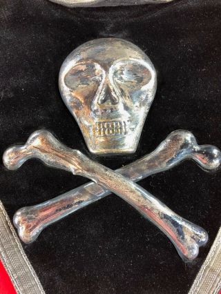 Antique Masonic Knights Templar Apron and Baldric,  Skull and Crossed Bones.  Ames 3