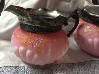Antique Shell and Seaweed Pink Glass by Consolidated Glass Co Sugar/Creamer Set 4