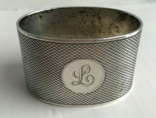 Art Deco 1935 Hallmarked Solid Silver Sheffield Napkin Serviette Ring L Monogram