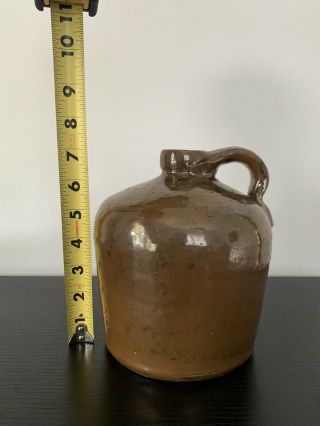 Antique 1800’s 1/2 Gallon Brown Glazed Stoneware Beer Jug With Handle Crock 2