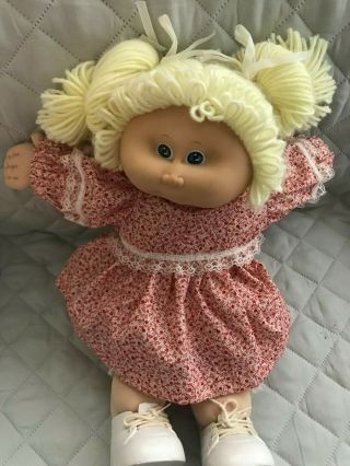 Vintage 1985 Cabbage Patch Kids Doll Blond Hair Blue Eyes Outfit & Diaper