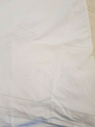French antique sheet pure linen large hand embroidered 2