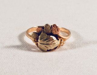 Antique Rare 12k Solid Black Hills Gold Grape Leaf Vine Two Tone Ring Size 7