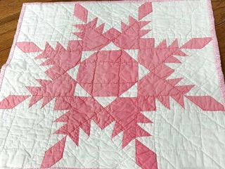 Pink Vintage Feathered STAR Table Quilt Doll 18 x 17 Cottage 2