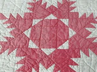 Pink Vintage Feathered STAR Table Quilt Doll 18 x 17 Cottage 4