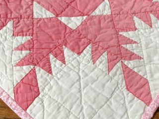 Pink Vintage Feathered STAR Table Quilt Doll 18 x 17 Cottage 5