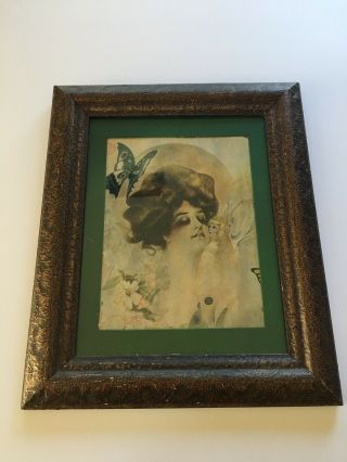 Vintage Framed Print Of Victorian Woman And Fairy
