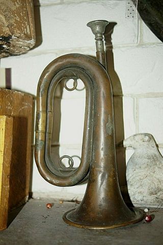 Wurlitzer Brass Bugle Antique Wwi 1917 Signed Spec.  1152 Small Size 9 "