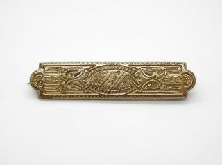 Antique Estate Victorian Georgian Engraved Bar Pin Brooch 14kt Gold Filled 2 "