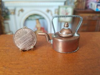 Dollhouse Miniature Artisan Copper Short Teapot 1:12