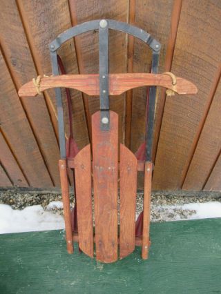 Interesting Antique Wooden Snow Sledge 36 " Long Flexible Flyer Sled