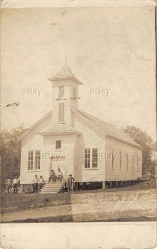 Rppc Real Photo Postcard Early View Church Bigelow Arkansas Ark Ar Antique Lqqk